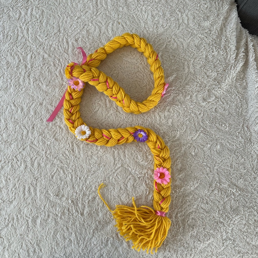 Rapunzel Inspired Yellow Braided Hair Accessory with Flowers
